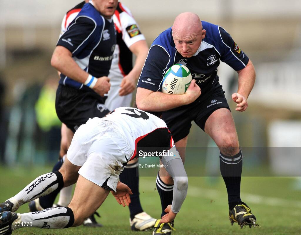25 January 2009; Bernard Jackman, Leinster, is tackled by Greig Laidlaw, Edinburgh. Heineken Cup, Pool 2, Round 6, Leinster v Edinburgh, RDS, Dublin. Picture credit: David Maher / SPORTSFILE