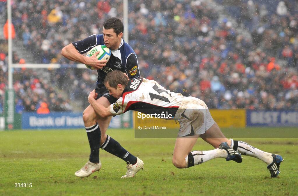 25 January 2009; Rob Kearney, Leinster, is tackled by Chris Paterson, Edinburgh. Heineken Cup, Pool 2, Round 6, Leinster v Edinburgh, RDS, Dublin. Picture credit: David Maher / SPORTSFILE