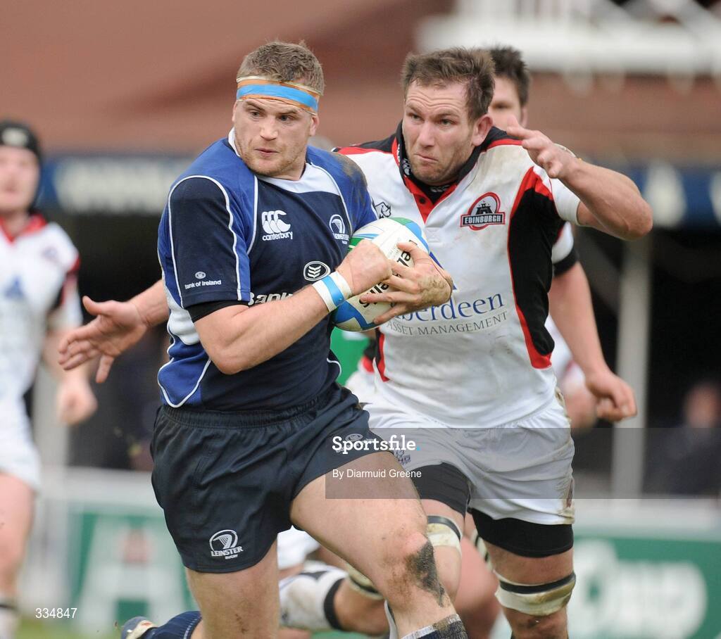25 January 2009; Jamie Heaslip, Leinster, in action against Ben Gissing, Edinburgh. Heineken Cup, Pool 2, Round 6, Leinster v Edinburgh, RDS, Dublin. Picture credit: Diarmuid Greene / SPORTSFILE