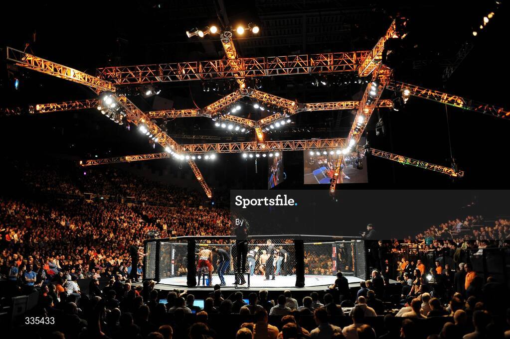 17 January 2009; A general view of the octaon during the 2nd round break between Martin "The Hitman" Kampmann and Alexandre Barros in their welterweight bout. UFC 93, Ultimate Fighting Championship, The O2, Dublin. Picture credit: Diarmuid Greene / SPORTSFILE