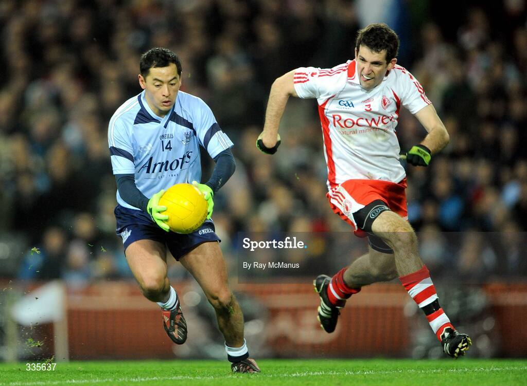 31 January 2009; Jason Sherlock, Dublin, in action against Justin McMahon, Tyrone. Allianz National Football League, Division 1, Round 1, Dublin v Tyrone, Croke Park, Dublin. Picture credit: Ray McManus / SPORTSFILE