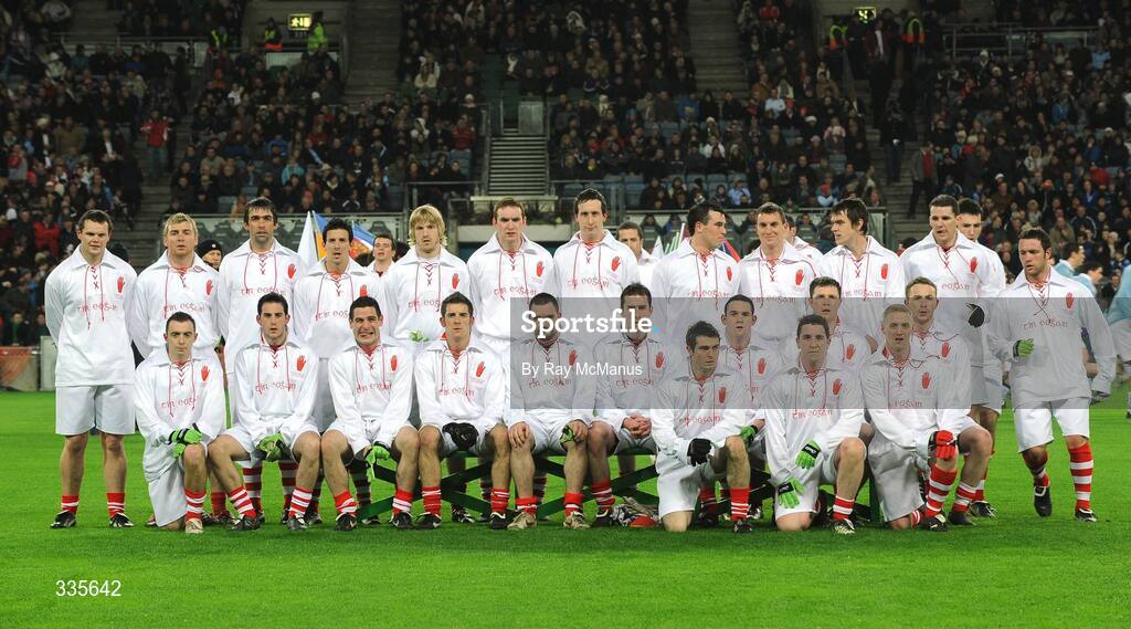 31 January 2009; The Tyrone squad stand for the traditional team picture.  Allianz National Football League, Division 1, Round 1, Dublin v Tyrone, Croke Park, Dublin. Picture credit: Ray McManus / SPORTSFILE