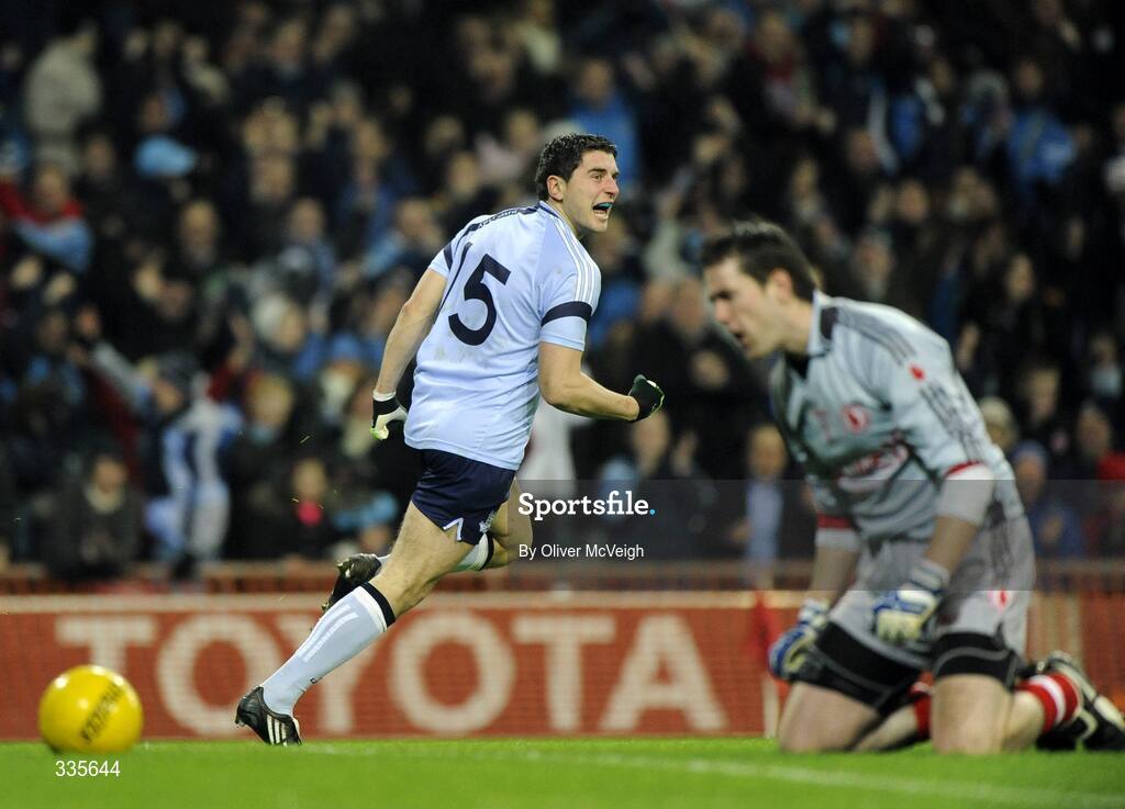 31 January 2009; Bernard Brogan, Dublin, celebrates after scoring the first goal. Allianz National Football League, Division 1, Round 1, Dublin v Tyrone, Croke Park, Dublin. Picture credit: Oliver McVeigh / SPORTSFILE