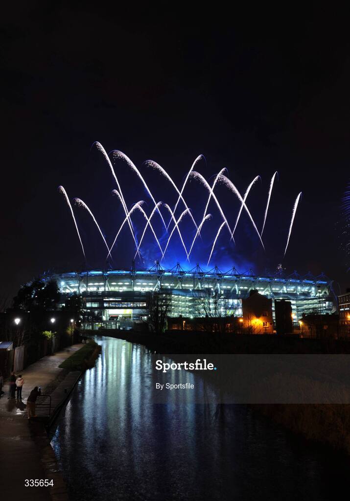 31 January 2009; A general view of the fireworks over Croke Park during activities which mark the start of the 125th Anniversary Celebrations of the founding of the GAA in 1884. Dublin v Tyrone, Allianz GAA National Football League, Division 1, Round 1, Croke Park, Dublin. Photo by Sportsfile