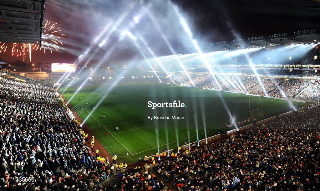31 January 2009; A general view of the lighting and fireworks show during activities which mark the start of the 125th Anniversary Celebrations of the founding of the GAA in 1884. Dublin v Tyrone, Allianz GAA National Football League, Division 1, Round 1. Croke Park, Dublin. Picture credit: Brendan Moran / SPORTSFILE