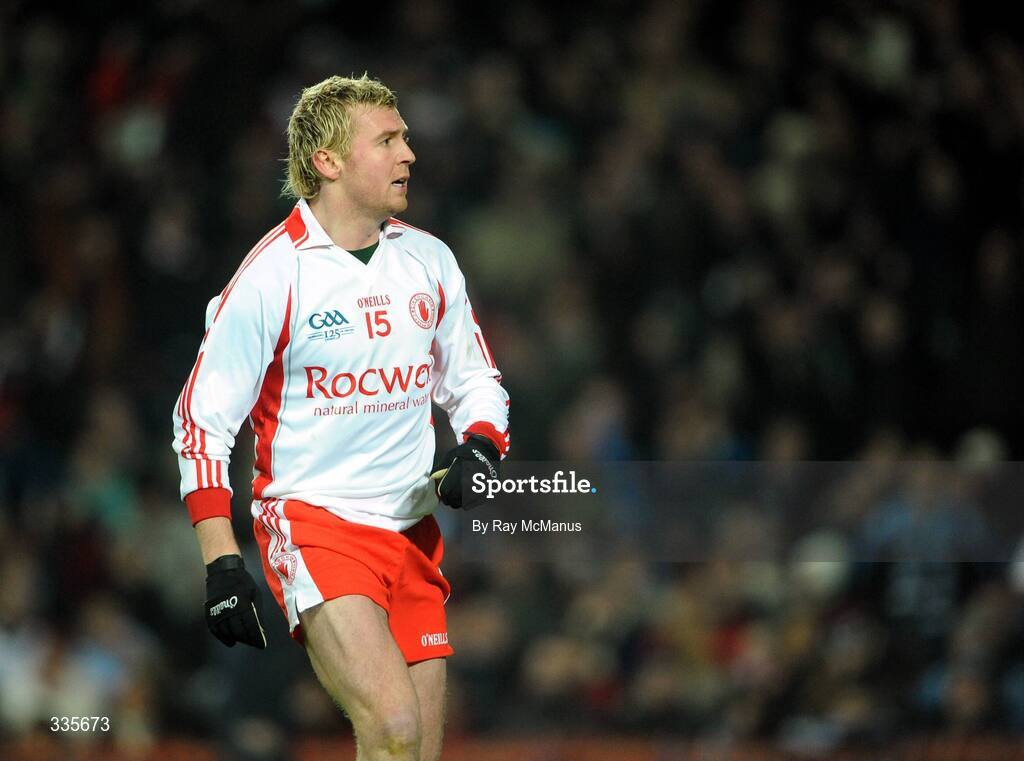 31 January 2009; Tyrone's Owen Mulligan faces Hill 16 as he celebrates his goal. Allianz National Football League, Division 1, Round 1, Dublin v Tyrone, Croke Park, Dublin. Picture credit: Ray McManus / SPORTSFILE