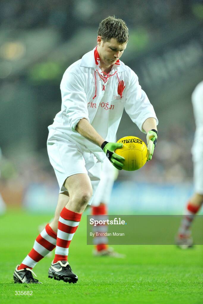31 January 2009; Enda McGinley of Tyrone during the team warm-up, while wearing 'retro playing kit' before the game. Allianz National Football League, Division 1, Round 1, Dublin v Tyrone, Croke Park, Dublin. Picture credit: Brendan Moran / SPORTSFILE