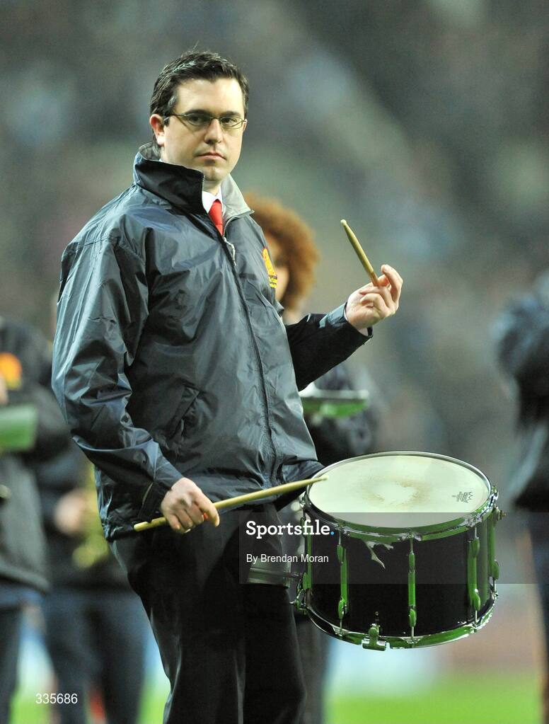 31 January 2009; Dublin Dail Deputy Terence Flanagan, T.D., a member of the Artane Senior band on Parade, during activities which mark the start of the 125th Anniversary Celebrations of the founding of the GAA in 1884. Dublin v Tyrone, Allianz GAA National Football League, Division 1, Round 1. Croke Park, Dublin. Picture credit: Brendan Moran / SPORTSFILE