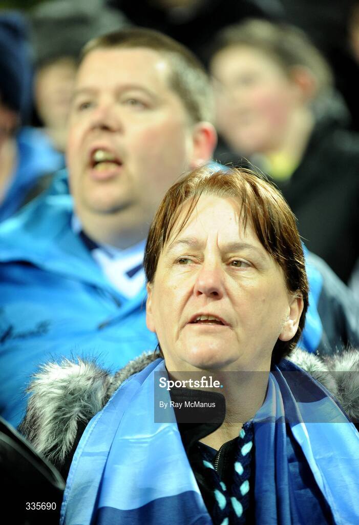 31 January 2009; Two Dublin supporters sing the National Anthem on Hill 16 before the start of the game. Allianz National Football League, Division 1, Round 1, Dublin v Tyrone, Croke Park, Dublin. Picture credit: Ray McManus / SPORTSFILE
