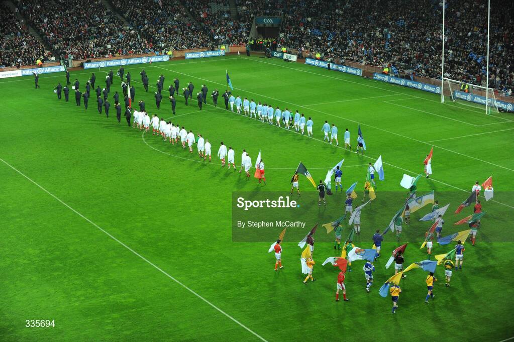 31 January 2009; A general view of the pre-match parade. Allianz National Football League, Division 1, Round 1, Dublin v Tyrone. Croke Park, Dublin. Picture credit: Stephen McCarthy / SPORTSFILE