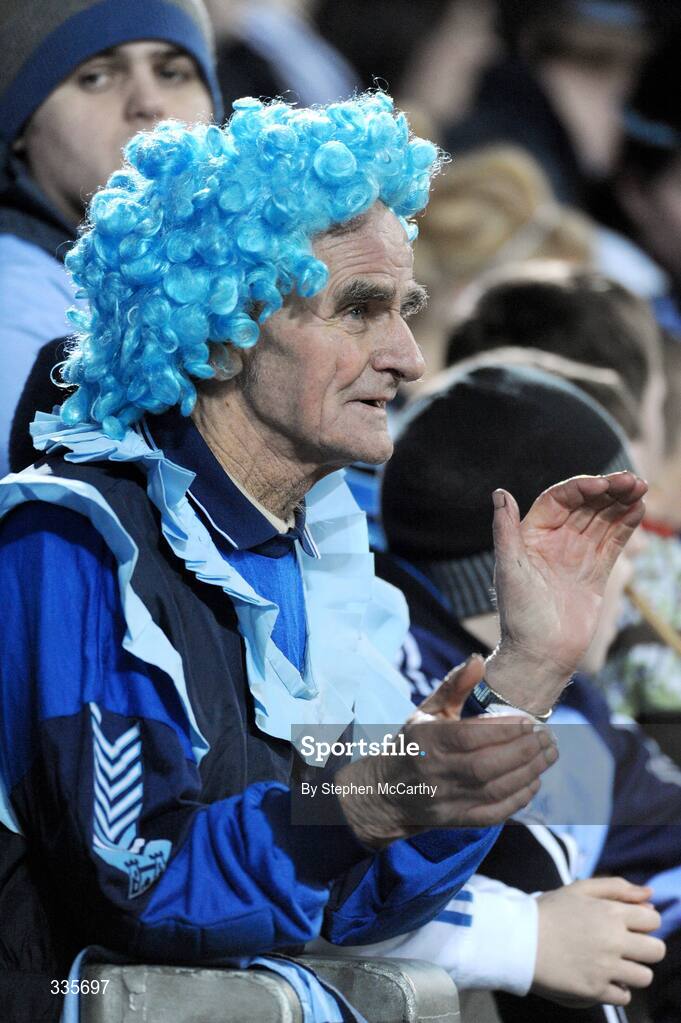 31 January 2009; Dublin supporter Tony Broughan, from Cabra, during half-time activities which mark the start of the 125th Anniversary Celebrations of the founding of the GAA in 1884. Dublin v Tyrone, Allianz GAA National Football League, Division 1, Round 1. Croke Park, Dublin. Picture credit: Stephen McCarthy / SPORTSFILE