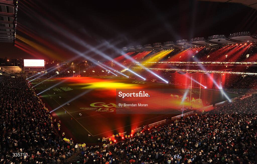 31 January 2009; A general view of the lighting and fireworks show during activities which mark the start of the 125th Anniversary Celebrations of the founding of the GAA in 1884. Dublin v Tyrone, Allianz GAA National Football League, Division 1, Round 1. Croke Park, Dublin. Picture credit: Brendan Moran / SPORTSFILE
