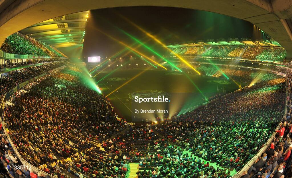 31 January 2009; The Kerry county crest is shown in the lighting and fireworks show during activities which mark the start of the 125th Anniversary Celebrations of the founding of the GAA in 1884. Dublin v Tyrone, Allianz GAA National Football League, Division 1, Round 1. Croke Park, Dublin. Picture credit: Brendan Moran / SPORTSFILE