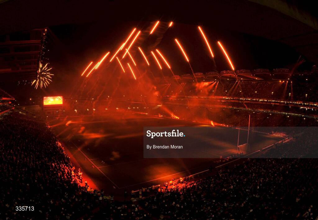 31 January 2009; A general view of the lighting and fireworks show during activities which mark the start of the 125th Anniversary Celebrations of the founding of the GAA in 1884. Dublin v Tyrone, Allianz GAA National Football League, Division 1, Round 1. Croke Park, Dublin. Picture credit: Brendan Moran / SPORTSFILE