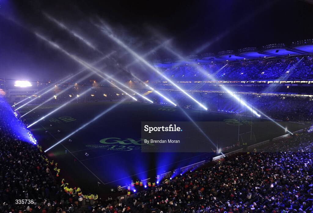 31 January 2009; A general view of the lighting and fireworks show during activities which mark the start of the 125th Anniversary Celebrations of the founding of the GAA in 1884. Dublin v Tyrone, Allianz GAA National Football League, Division 1, Round 1. Croke Park, Dublin. Picture credit: Brendan Moran / SPORTSFILE
