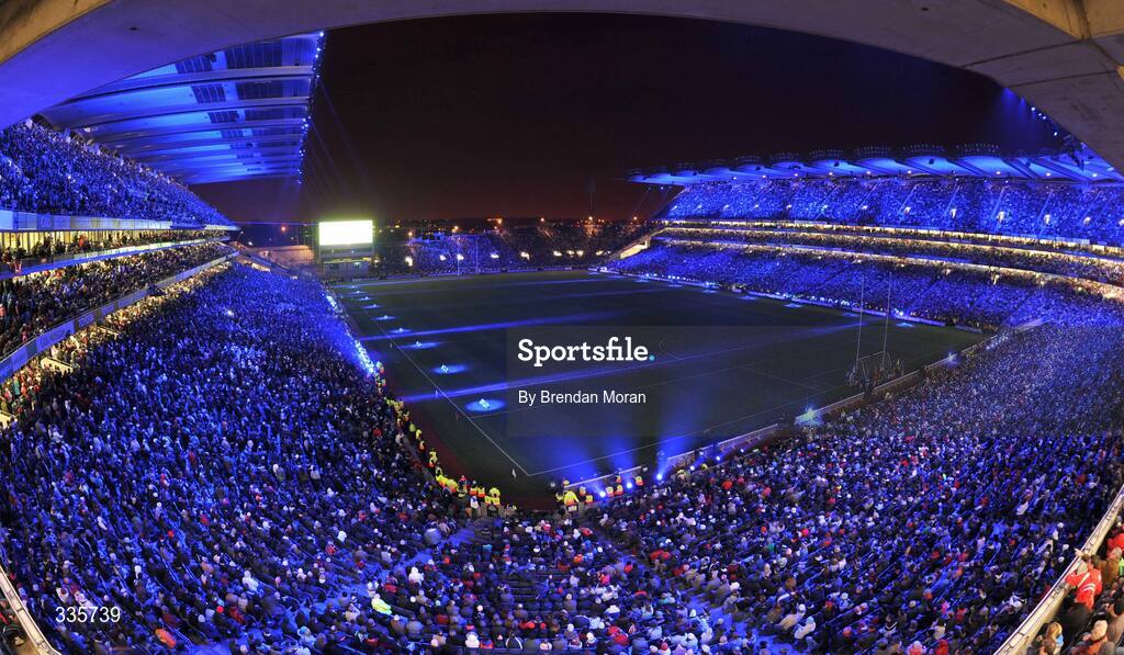 31 January 2009; A general view of the lighting and fireworks show during activities which mark the start of the 125th Anniversary Celebrations of the founding of the GAA in 1884. Dublin v Tyrone, Allianz GAA National Football League, Division 1, Round 1. Croke Park, Dublin. Picture credit: Brendan Moran / SPORTSFILE