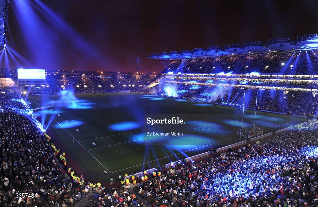 31 January 2009; A general view of the lighting and fireworks show during activities which mark the start of the 125th Anniversary Celebrations of the founding of the GAA in 1884. Dublin v Tyrone, Allianz GAA National Football League, Division 1, Round 1. Croke Park, Dublin. Picture credit: Brendan Moran / SPORTSFILE