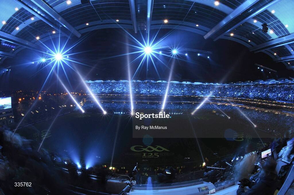 31 January 2009; A general view of the lighting and fireworks show during activities to mark the start of the 125th Anniversary Celebrations of the founding of the GAA in 1884. Dublin v Tyrone, Allianz GAA National Football League, Division 1, Round 1. Croke Park, Dublin. Picture credit: Ray McManus / SPORTSFILE