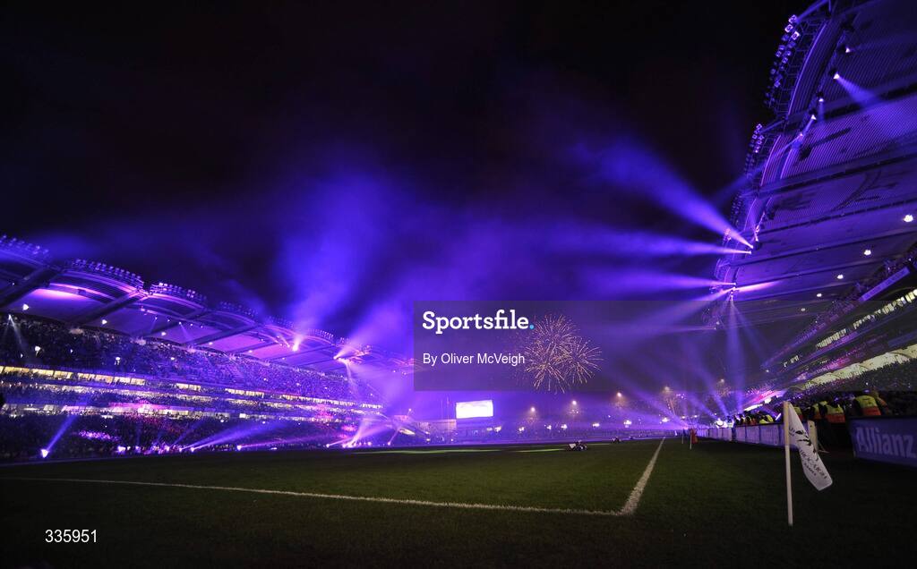 31 January 2009; A general view of the lighting and fireworks show during activities which mark the start of the 125th Anniversary Celebrations of the founding of the GAA in 1884. Dublin v Tyrone, Allianz GAA National Football League, Division 1, Round 1. Croke Park, Dublin. Picture credit: Oliver McVeigh / SPORTSFILE