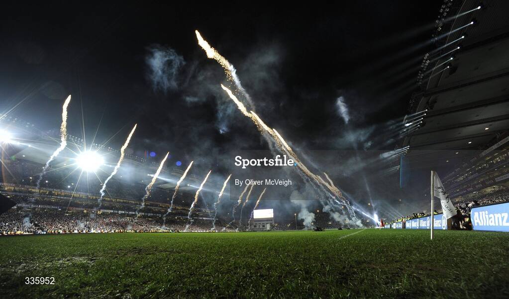 31 January 2009; A general view of the lighting and fireworks show during activities which mark the start of the 125th Anniversary Celebrations of the founding of the GAA in 1884. Dublin v Tyrone, Allianz GAA National Football League, Division 1, Round 1. Croke Park, Dublin. Picture credit: Oliver McVeigh / SPORTSFILE