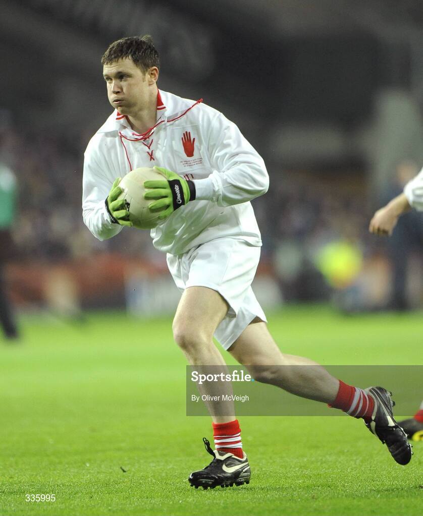 31 January 2009; Tyrone's Enda McGinley during the team warm-up, wearing 'retro playing kit', before the game. Allianz National Football League, Division 1, Round 1, Dublin v Tyrone, Croke Park, Dublin. Picture credit: Oliver McVeigh / SPORTSFILE