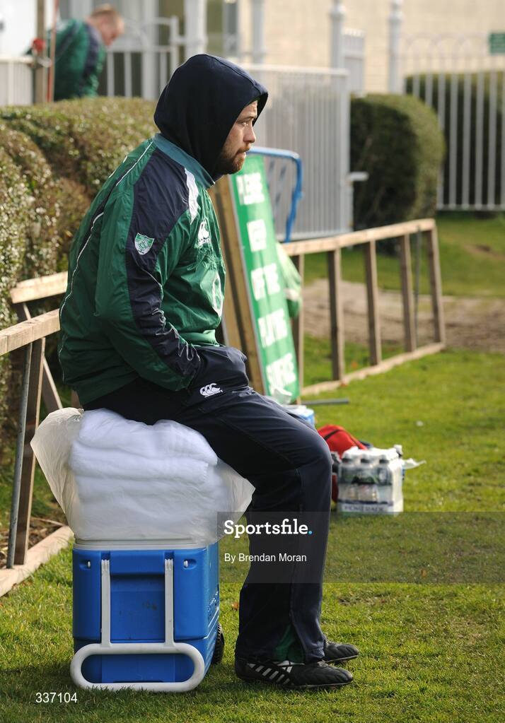 11 February 2009; Ireland prop Marcus Horan looks on during squad training ahead of their RBS Six Nations Championship game against Italy on Sunday. RDS, Dublin. Picture credit: Brendan Moran / SPORTSFILE