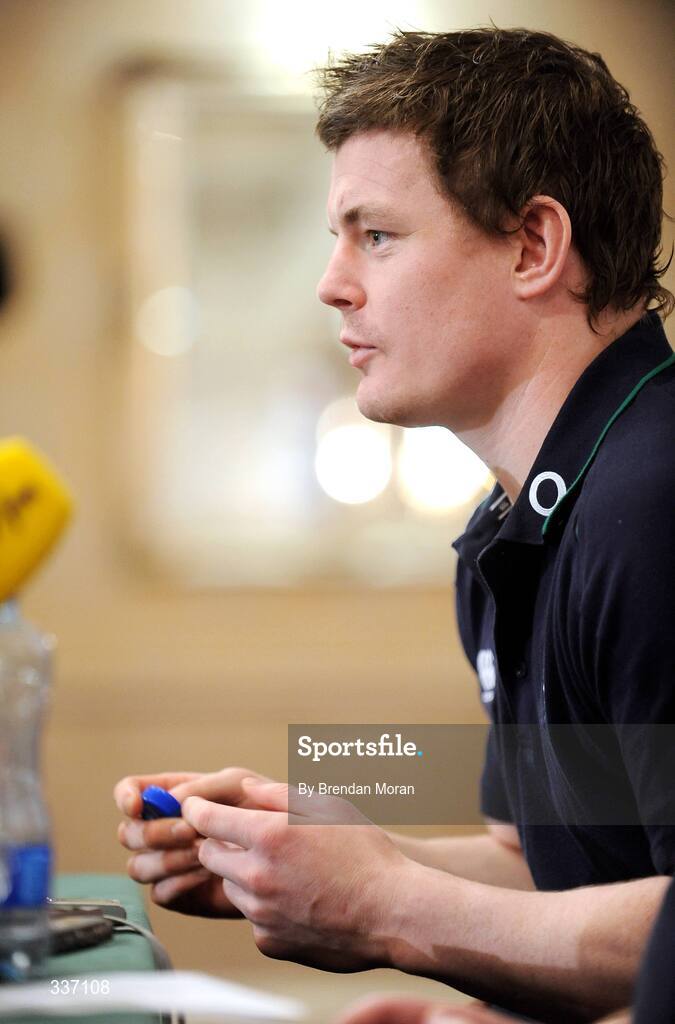 11 February 2009; Ireland captain Brian O'Driscoll speaking during a press conference ahead of their RBS Six Nations Championship game against Italy on Sunday. Fitzpatrick's Castle Hotel, Killiney, Co. Dublin. Picture credit: Brendan Moran / SPORTSFILE