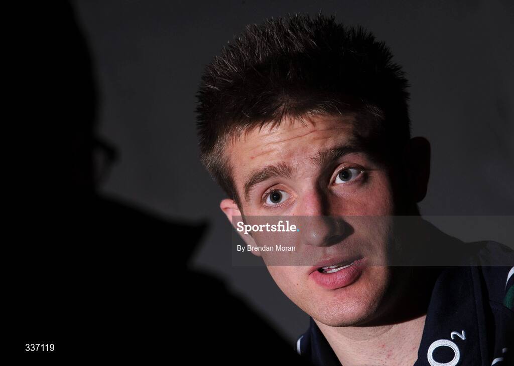 11 February 2009; Ireland's Luke Fitzgerald speaking during a press conference ahead of their RBS Six Nations Championship game against Italy on Sunday. Fitzpatrick's Castle Hotel, Killiney, Co. Dublin. Picture credit: Brendan Moran / SPORTSFILE