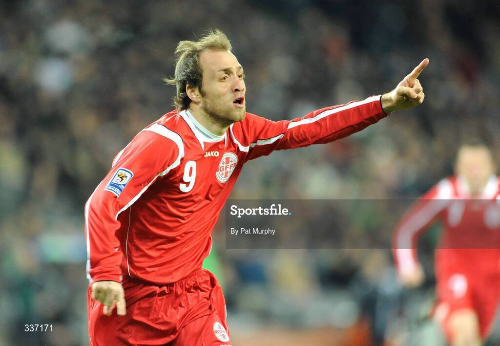 11 February 2009; Georgia's Alexander Iashvili celebrates after scoring his side's first goal. 2010 FIFA World Cup Qualifier, Republic of Ireland v Georgia. Croke Park, Dublin. Picture credit: Pat Murphy / SPORTSFILE