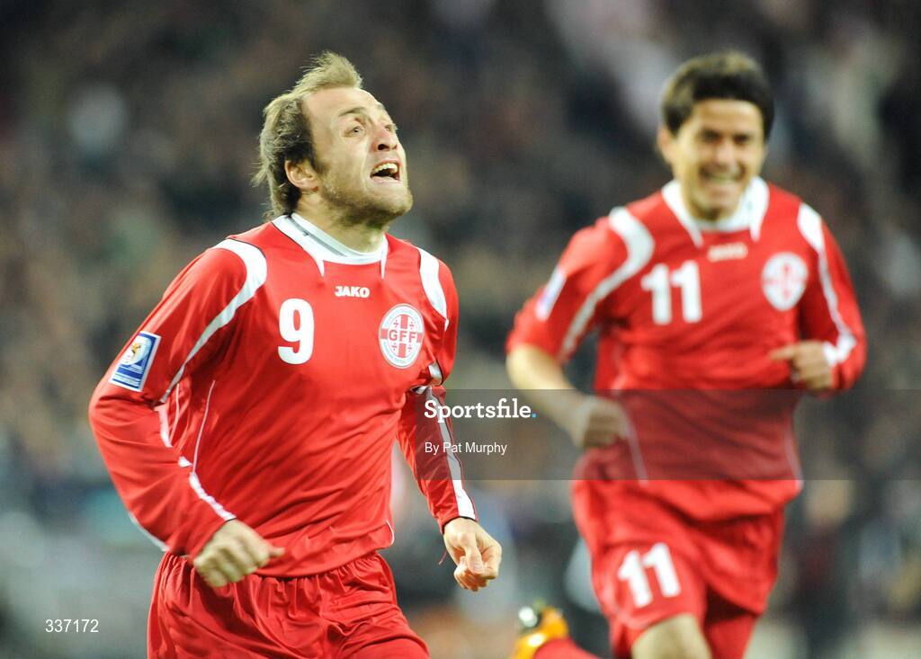 11 February 2009; Georgia's Alexander Iashvili celebrates after scoring his side's first goal. 2010 FIFA World Cup Qualifier, Republic of Ireland v Georgia. Croke Park, Dublin. Picture credit: Pat Murphy / SPORTSFILE