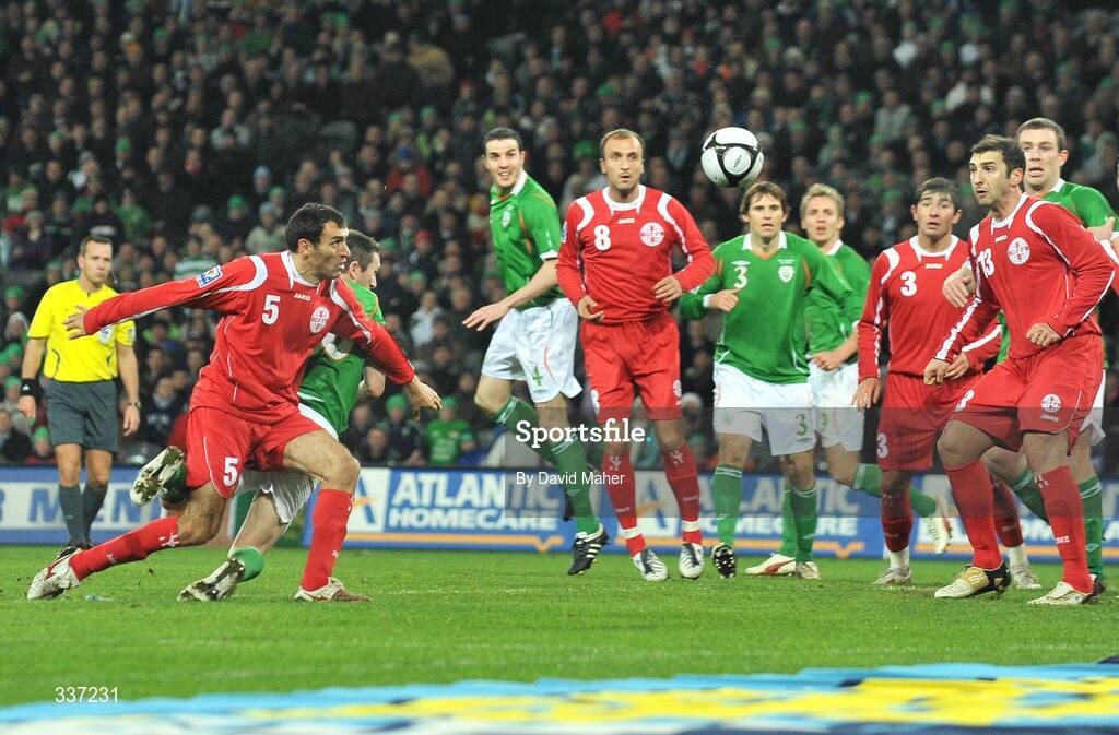 11 February 2009; Republic of Ireland captain Robbie Keane scores his side's second goal. 2010 FIFA World Cup Qualifier, Republic of Ireland v Georgia. Croke Park, Dublin. Picture credit: David Maher / SPORTSFILE