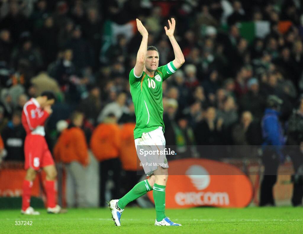 11 February 2009; Republic of Ireland's Robbie Keane celebrates victory. 2010 FIFA World Cup Qualifier, Republic of Ireland v Georgia. Croke Park, Dublin. Picture credit: Pat Murphy / SPORTSFILE