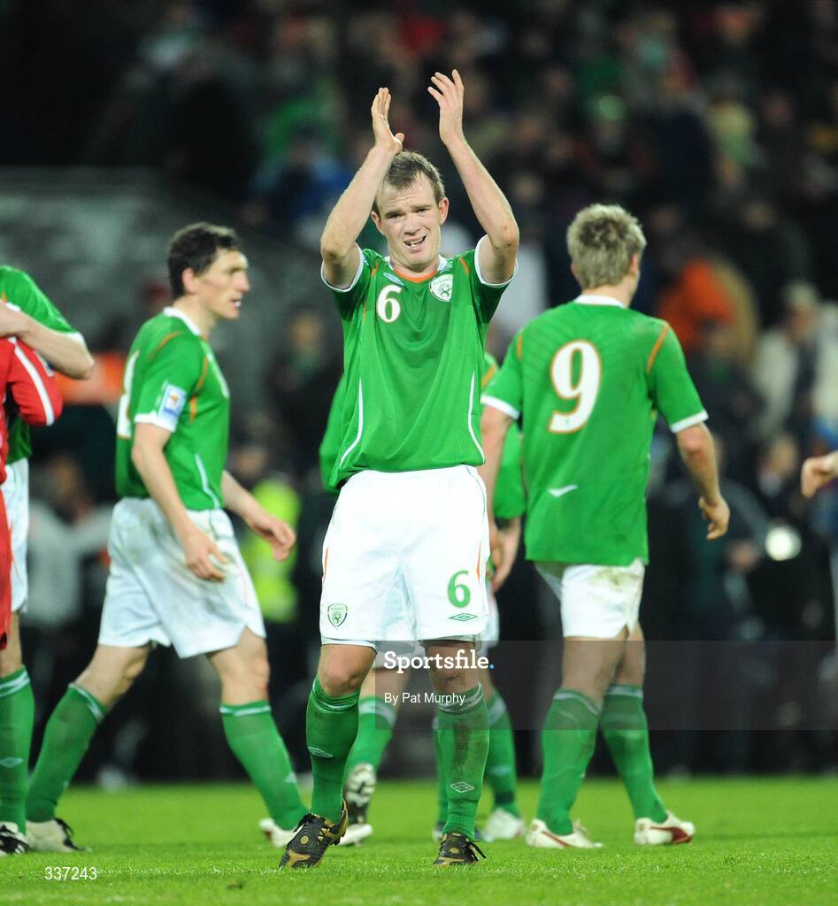 11 February 2009; Republic of Ireland's Glenn Whelan celebrates after the game. 2010 FIFA World Cup Qualifier, Republic of Ireland v Georgia. Croke Park, Dublin. Picture credit: Pat Murphy / SPORTSFILE