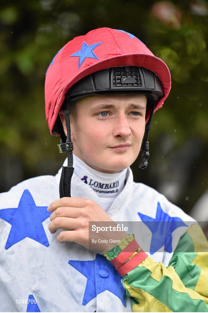 23 August 2015; Daniel Redmond before competing on Lake George in the Luke & Nellie Comer Apprentice Handicap. Horse Racing from the Curragh. Curragh, Co. Kildare. Picture credit: Cody Glenn / SPORTSFILE