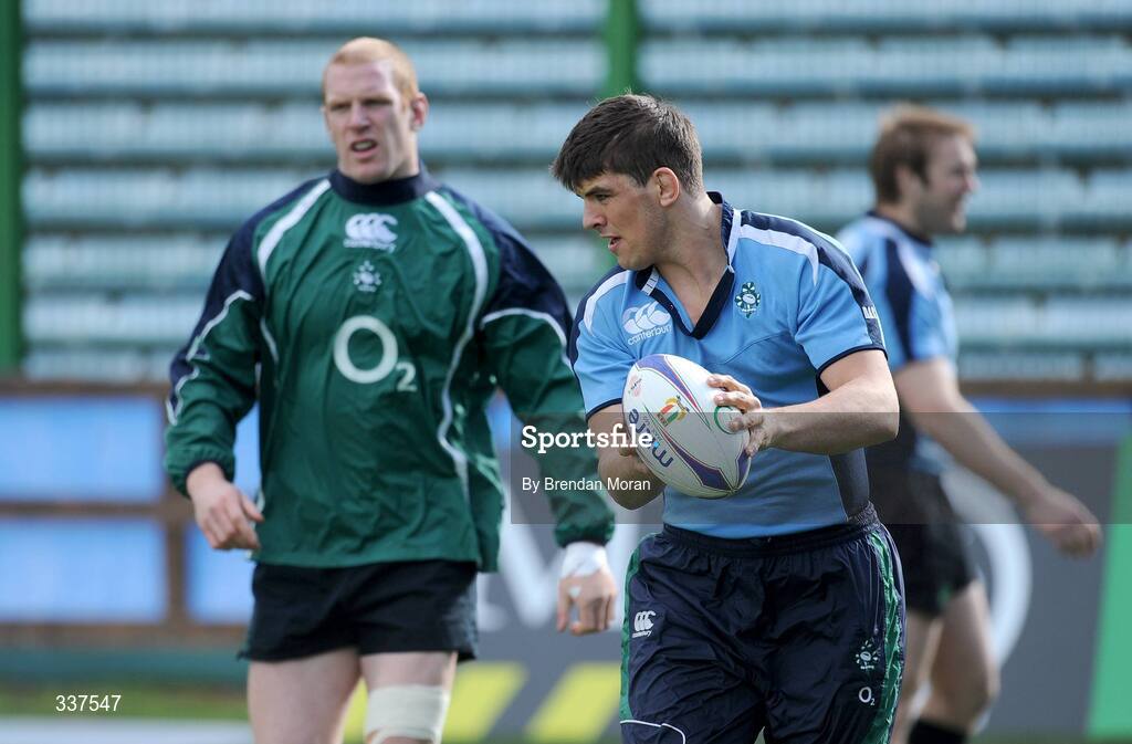 14 February 2009; Locks Donncha O'Callaghan and Paul O'Connell in action during the Ireland Rugby Captain's Run ahead of their RBS Six Nations Championship game against Italy on Sunday. Stadio Flaminio, Rome, Italy. Picture credit: Brendan Moran / SPORTSFILE