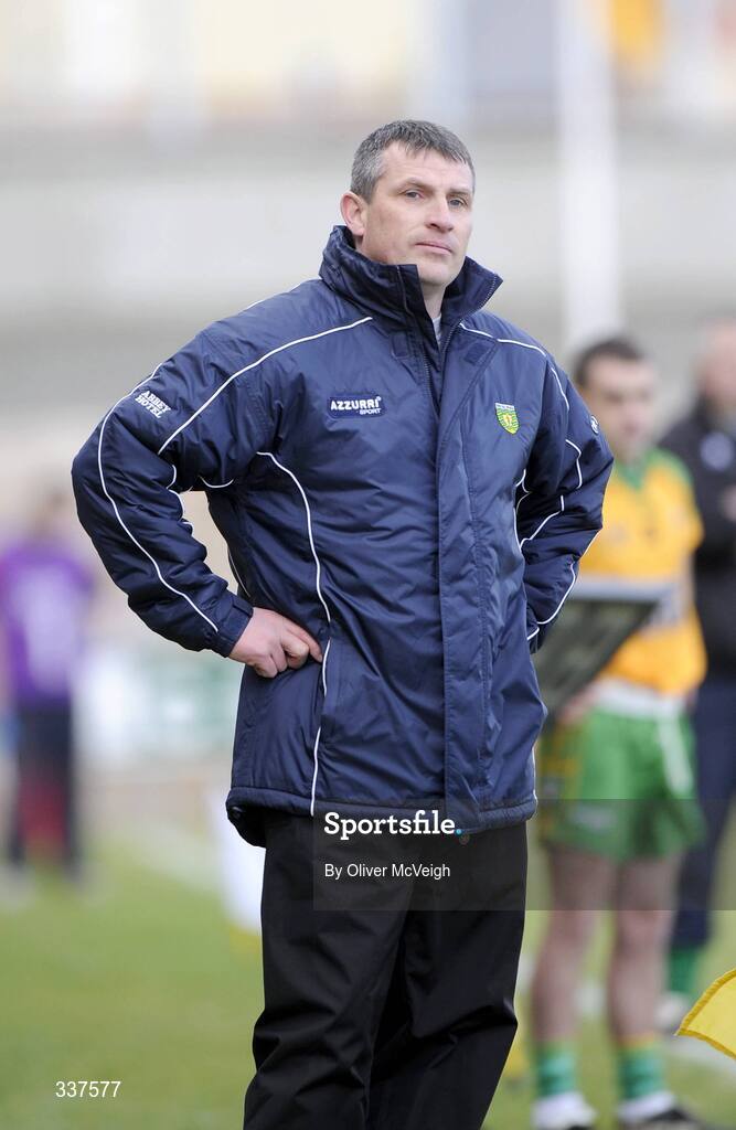 14 February 2009; Donegal manager John Joe Doherty looks on from the sideline. Allianz GAA National Football League, Division 1, Round 2, Donegal v Mayo, Letterkenny, Co. Donegal. Picture credit: Oliver McVeigh / SPORTSFILE
