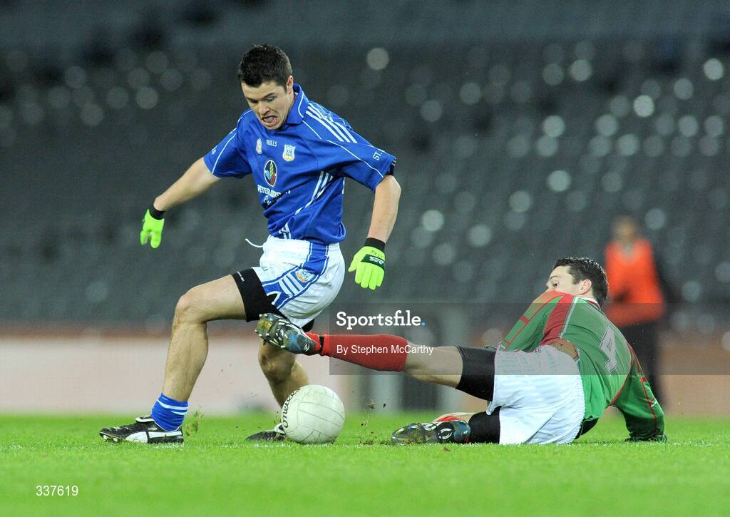 14 February 2009; Michael Feeney, St Michael's, in action against Adrian O'Connell, St Michael's Foilmore. AIB All-Ireland Intermediate Club Football Championship Final, St Michael's, Galway, v St Michael's Foilmore, Kerry, Croke Park, Dublin. Picture credit: Stephen McCarthy / SPORTSFILE