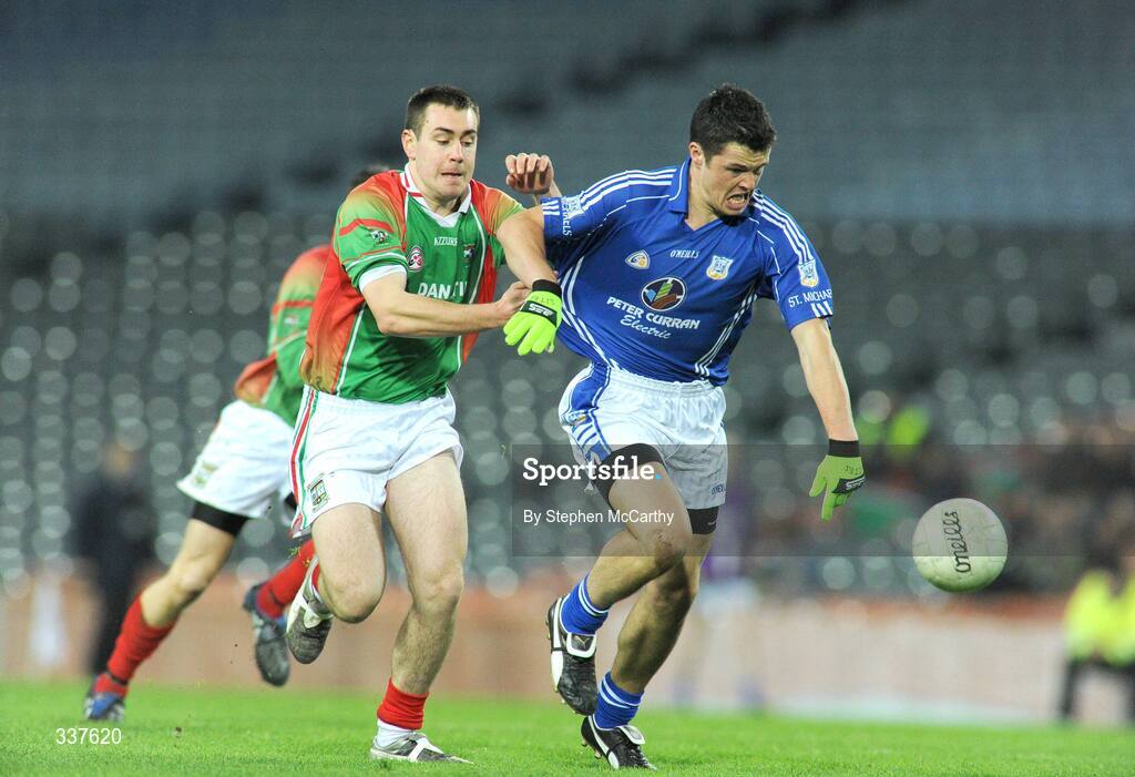 14 February 2009; Michael Feeney, St Michael's, in action against DJ Moran, St Michael's Foilmore. AIB All-Ireland Intermediate Club Football Championship Final, St Michael's, Galway, v St Michael's Foilmore, Kerry, Croke Park, Dublin. Picture credit: Stephen McCarthy / SPORTSFILE