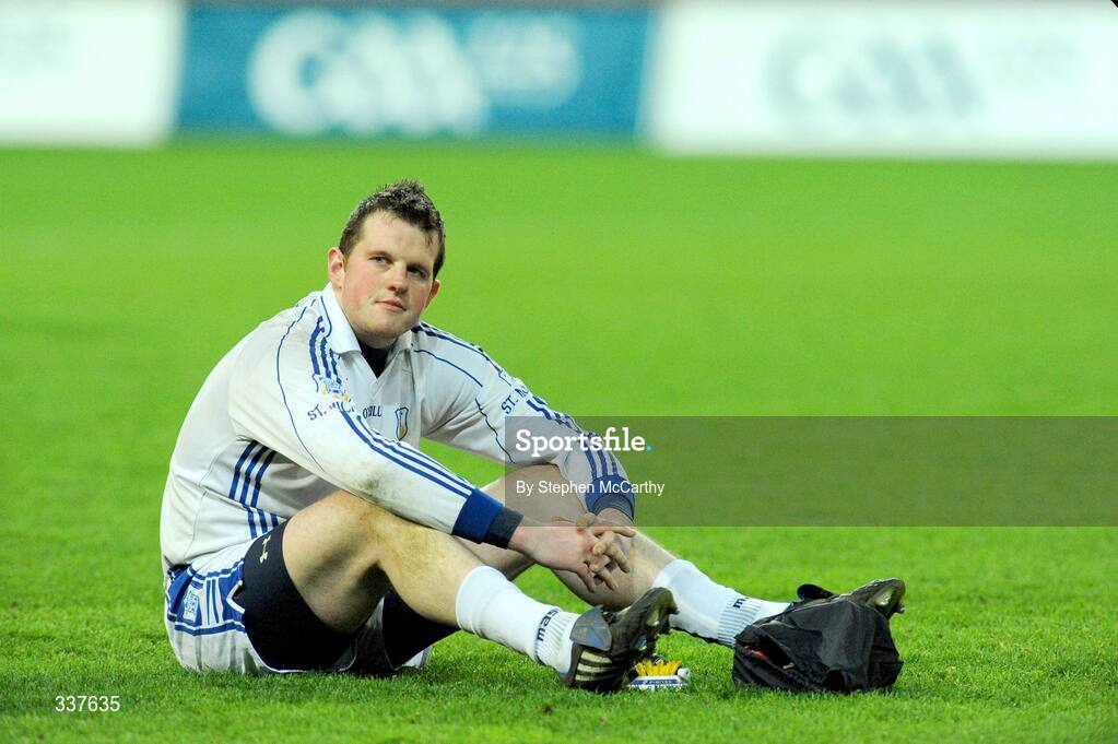 14 February 2009; A dejected Robert Hannan, St Michael's, after the match. AIB All-Ireland Intermediate Club Football Championship Final, St Michael's, Galway, v St Michael's Foilmore, Kerry, Croke Park, Dublin. Picture credit: Stephen McCarthy / SPORTSFILE