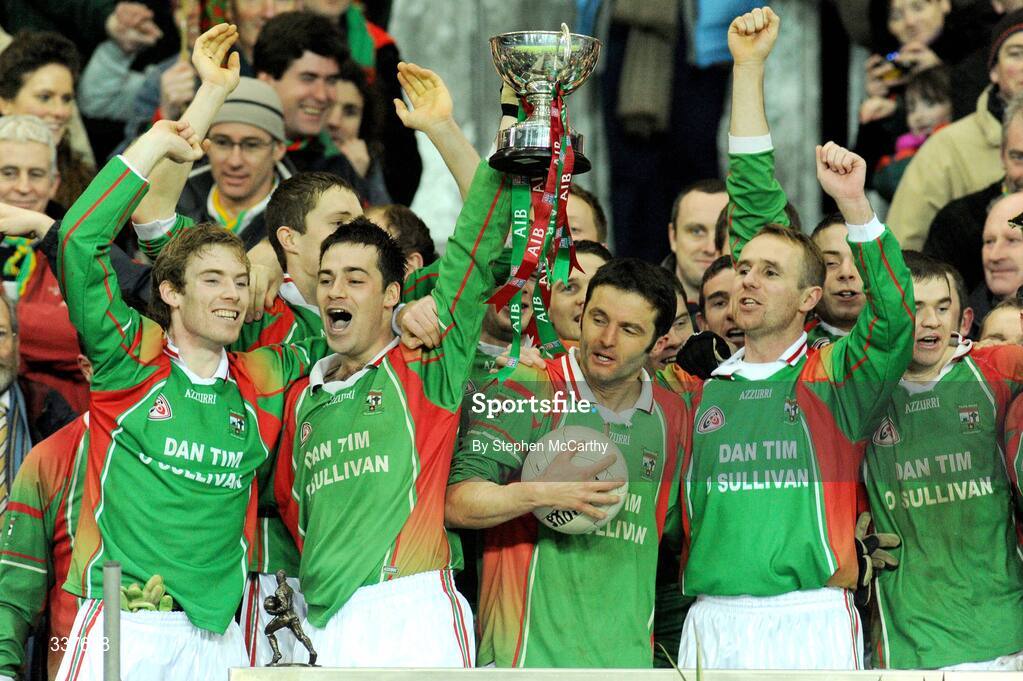 14 February 2009; St Michael's Foilmore players, from left, Coilin and Kieran Granfield, Mark O'Sullivan, Roger Harty and Bernard Kelly celebrate after the game. AIB All-Ireland Intermediate Club Football Championship Final, St Michael's, Galway, v St Michael's Foilmore, Kerry, Croke Park, Dublin. Picture credit: Stephen McCarthy / SPORTSFILE