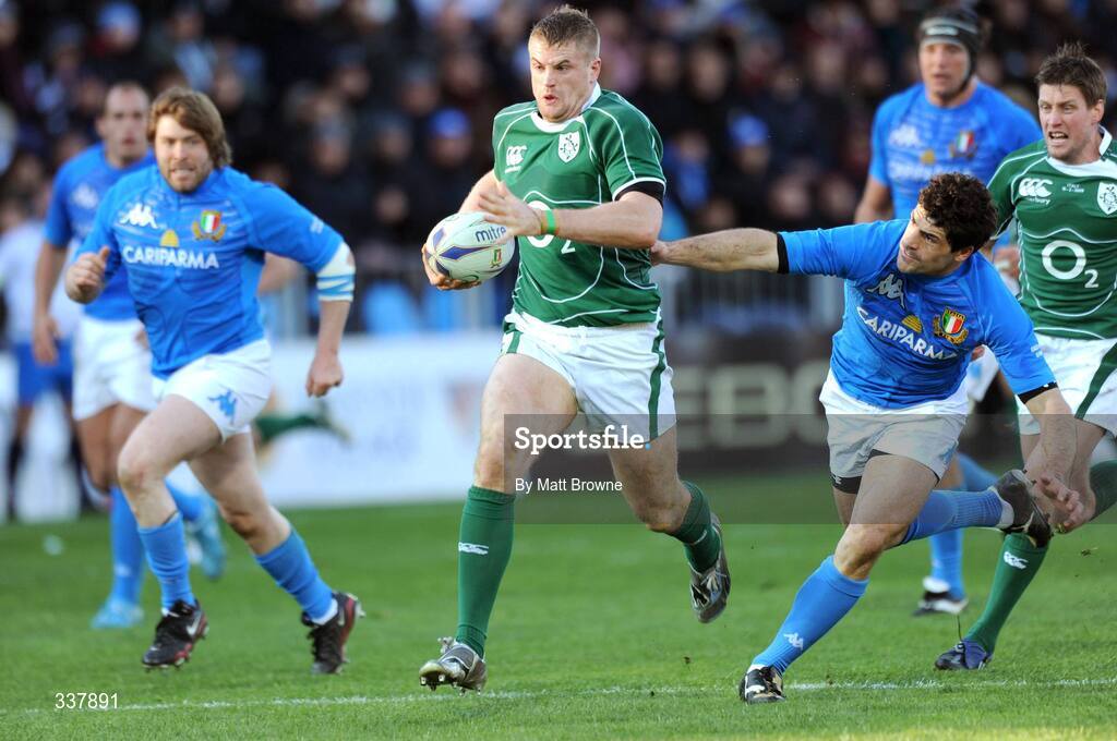 15 February 2009; Jamie Heaslip, Ireland, is tackled by Andrea Masi, Italy. RBS Six Nations Championship, Italy v Ireland, Stadio Flaminio, Rome, Italy. Picture credit: Matt Browne / SPORTSFILE