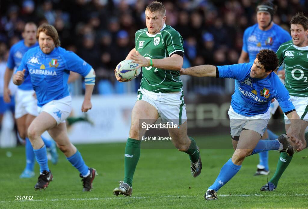 15 February 2009; Jamie Heaslip, Ireland, is tackled by Andrea Masi, Italy. RBS Six Nations Championship, Italy v Ireland, Stadio Flaminio, Rome, Italy. Picture credit: Matt Browne / SPORTSFILE