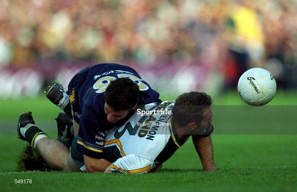 15 October 2000; Colm McManaman of Ireland in action against Chris Heffernan of Australia during the International Rules Series Second Test match between Ireland and Australia at Croke Park in Dublin. Photo by Brendan Moran/Sportsfile