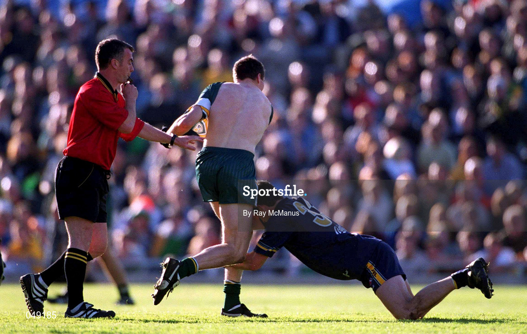15 October 2000; Blake Carcella of Australia in action against Ciaran McManus of Ireland during the International Rules Series Second Test match between Ireland and Australia at Croke Park in Dublin. Photo by Ray McManus/Sportsfile