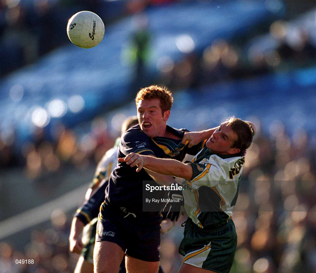 15 October 2000; Justin Leppitsch of Australia in action against Darren Fay of Ireland during the International Rules Series Second Test match between Ireland and Australia at Croke Park in Dublin. Photo by Ray McManus/Sportsfile