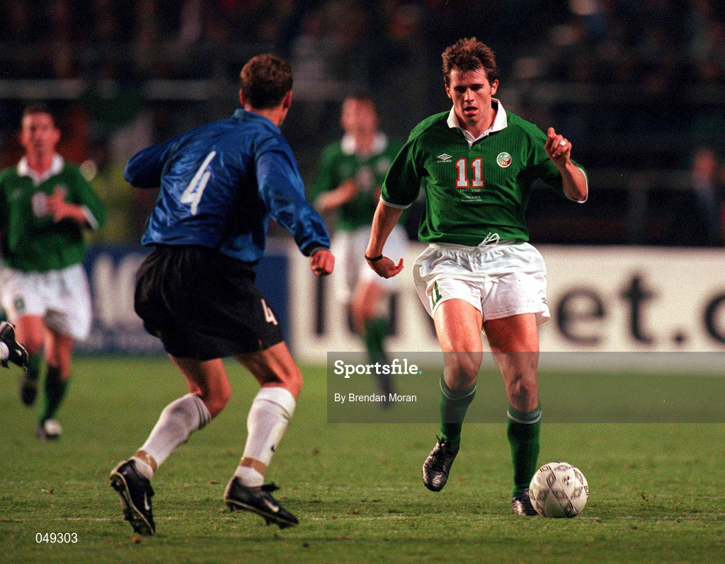 11 October 2000; Kevin Kilbane of Republic of Ireland during the World Cup 2002 Qualification Group 2 match between Republic of Ireland and Estonia at Lansdowne Road in Dublin. Photo by Brendan Moran/Sportsfile
