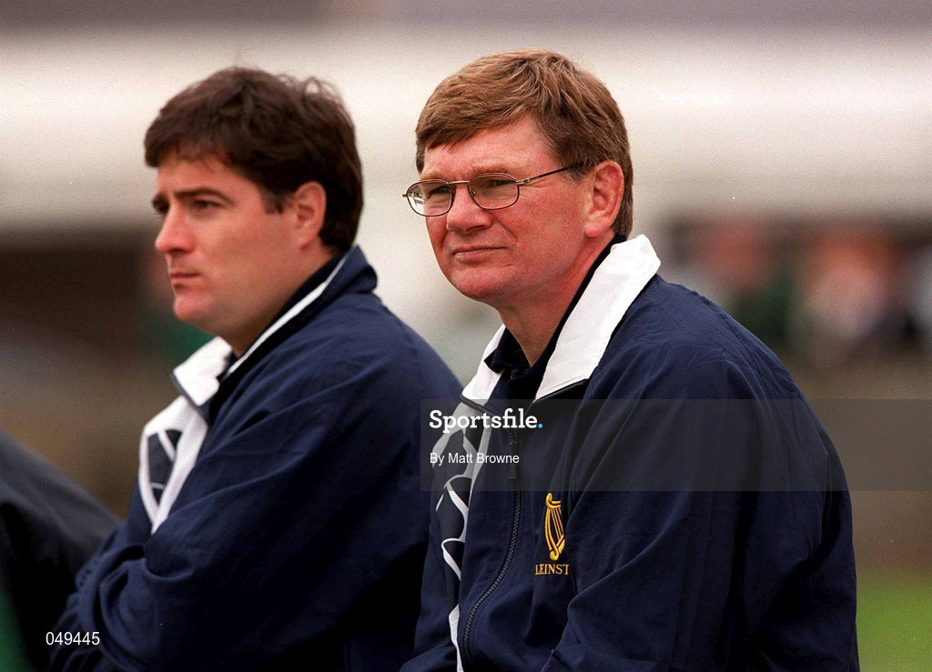 30 September 2000; Leinster U21 coach Ciaran Fitzgerald, right, and assistant coach Vinny Cunningham during the Guinness Interprovincial Rugby Championship match between Connacht and Leinster at the Sportsground in Galway. Photo by Matt Browne/Sportsfile
