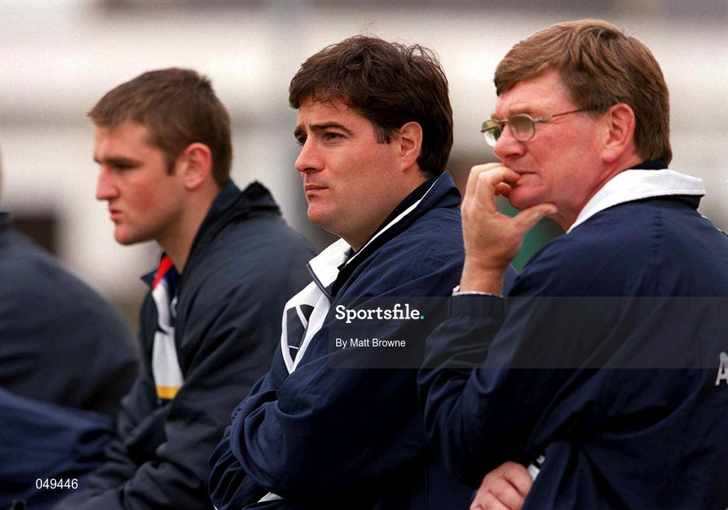 30 September 2000; Leinster U21 assistant coach Vinny Cunningham, centre, and coach Ciaran Fitzgerald during the Guinness Interprovincial Rugby Championship match between Connacht and Leinster at the Sportsground in Galway. Photo by Matt Browne/Sportsfile