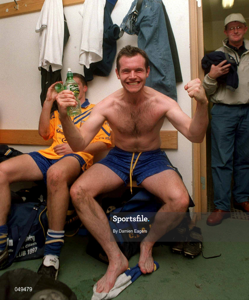 14 October 2000; Thomas Lynch of Na Fianna celebrates following this side's victory during the Evening Herald Dublin Senior Football Championship Final match between Na Fianna and Kilmacud Crokes at Parnell Park in Dublin. Photo by Damien Eagers/Sportsfile