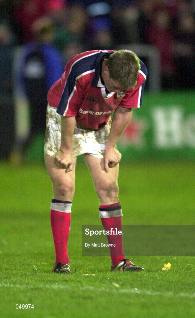 28 October 2000; Ronan O'Gara following his side's defeat during the Heineken European Cup Pool 4 Round 4 match between Bath and Munster at the Recreation Ground in Bath, England. Photo by Matt Browne/Sportsfile